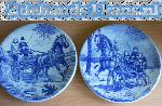 set delftsblauwe borden 23 cm met afbeelding van paard en wagen 